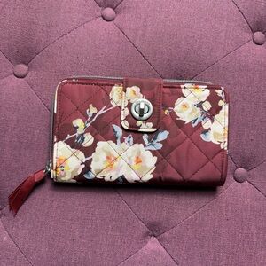 Vera Bradley Floral Quilted Wallet - Burgundy‎